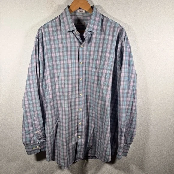 Peter Millar Plaid Long Sleeve Button-Down Shirt Size XL - Picture 1 of 7